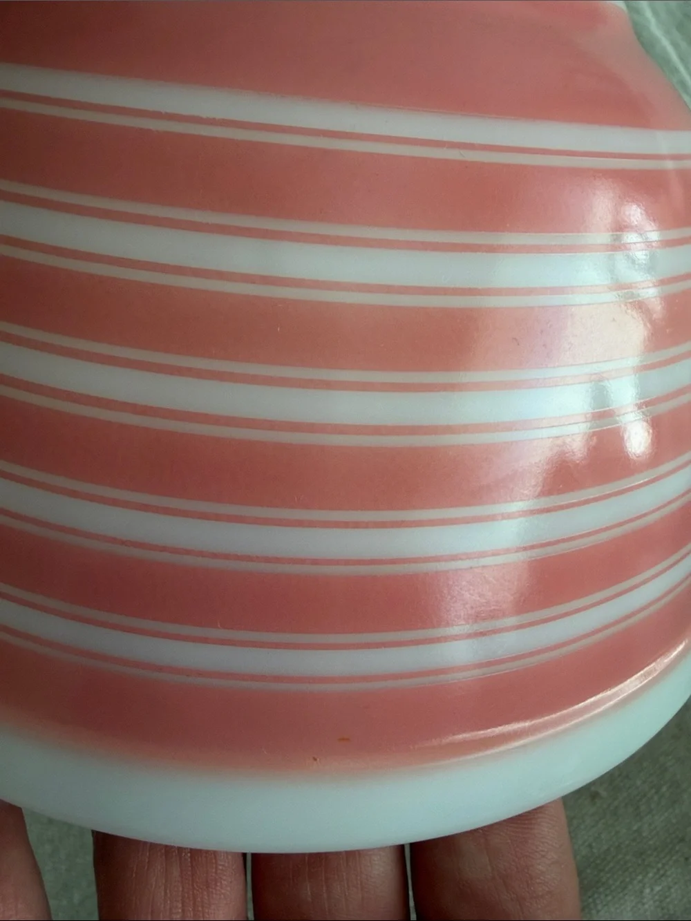 Vintage Pyrex 402 Pink & White Stripe Nesting Mixing Bowl 1.5 Quart